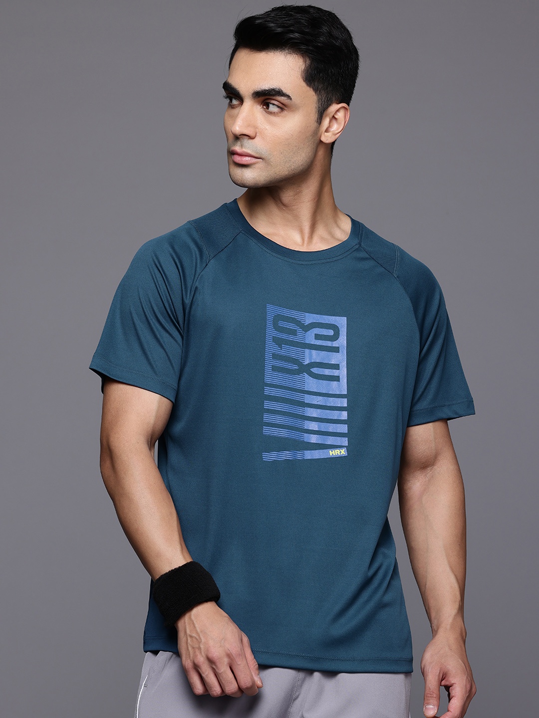 

HRX by Hrithik Roshan Men Typography Printed Training T-shirt, Teal