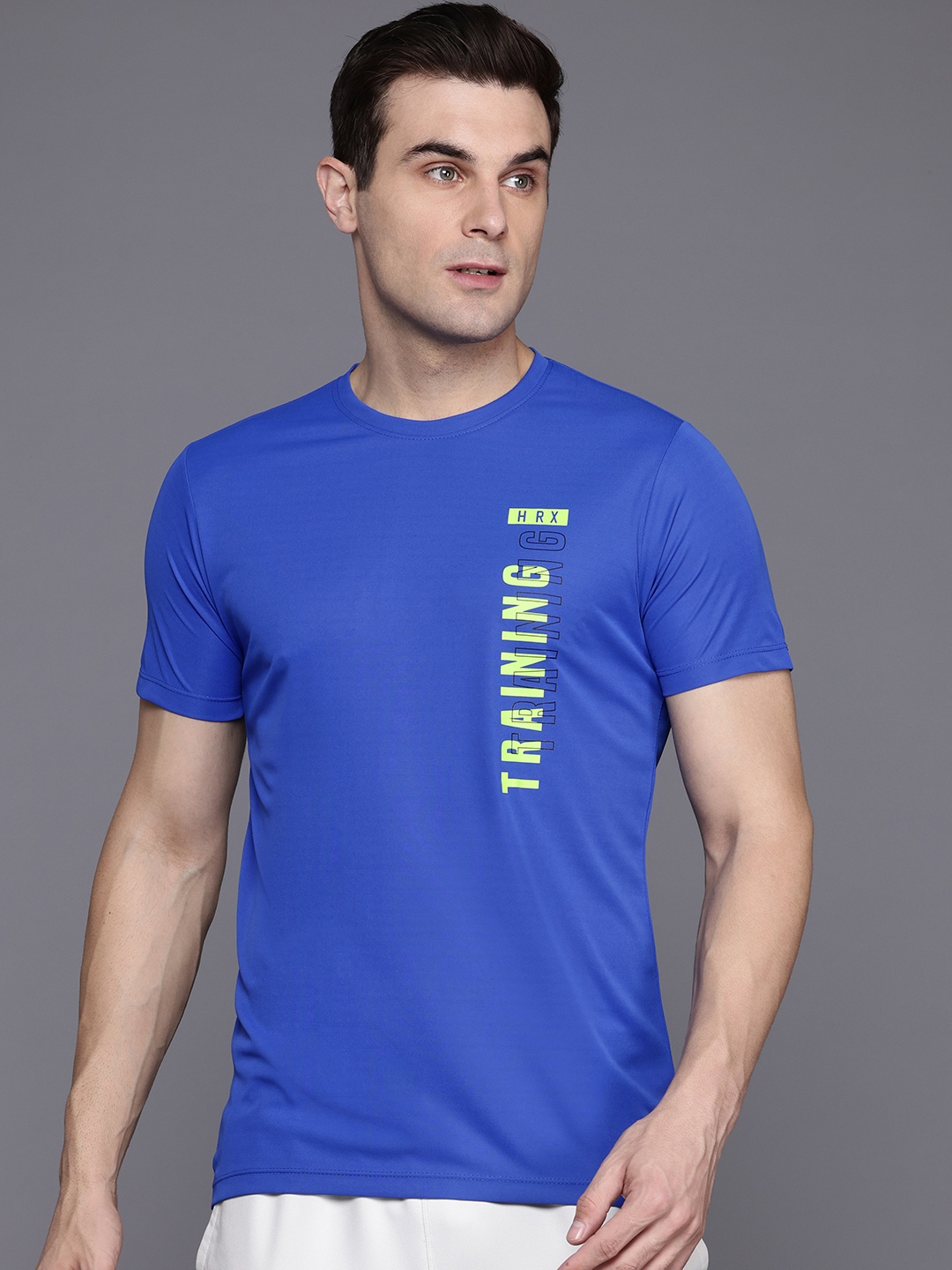 

HRX by Hrithik Roshan Rapid-Dry Typography Print Training T-shirt, Blue