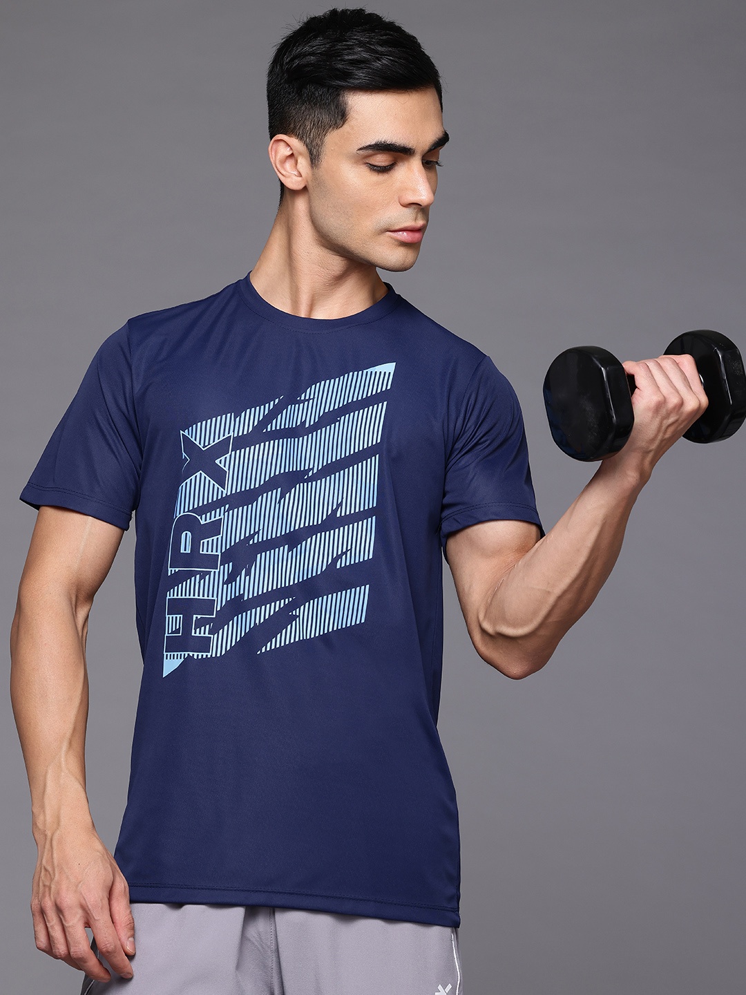 

HRX by Hrithik Roshan Men Typography Printed Rapid-Dry Training T-shirt, Teal