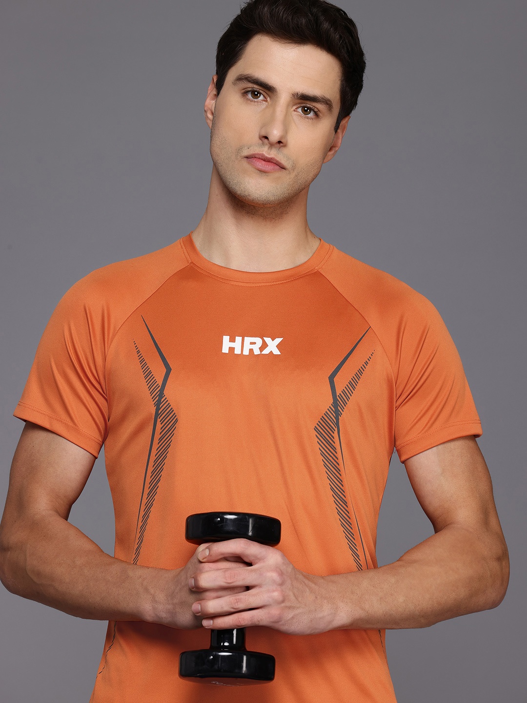 

HRX by Hrithik Roshan Printed Rapid-Dry Training T-shirt, Orange