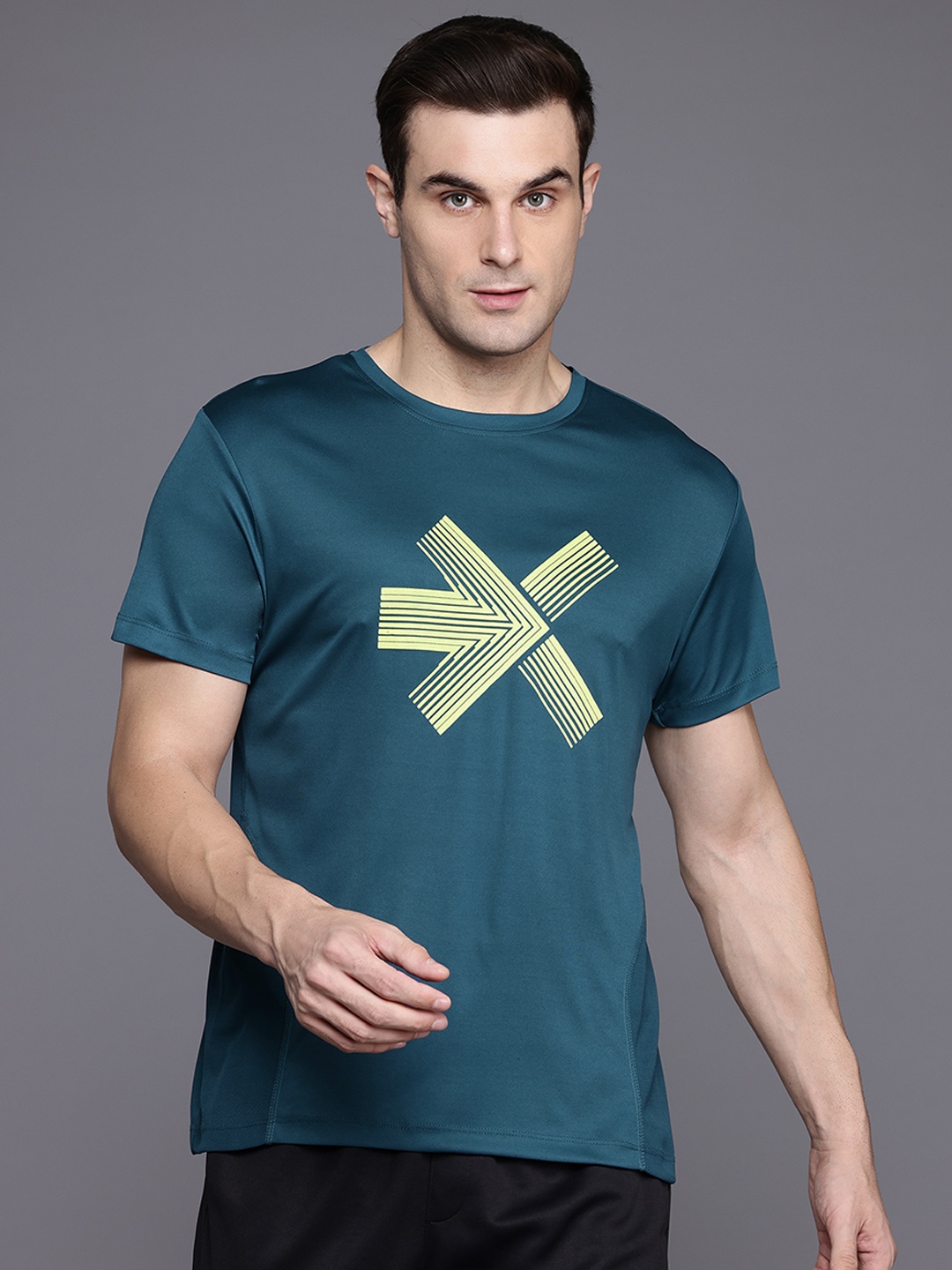 

HRX by Hrithik Roshan Men Brand Logo Printed Rapid-Dry Training T-shirt, Teal