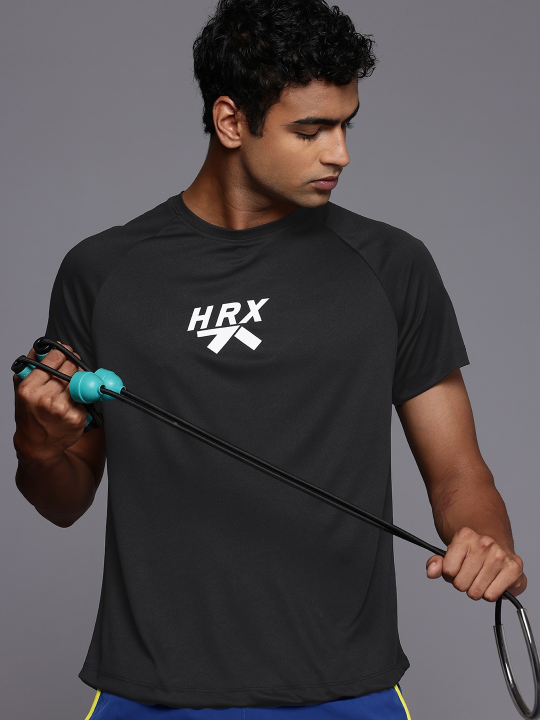 

HRX by Hrithik Roshan Brand Logo Printed Training T-shirt, Black