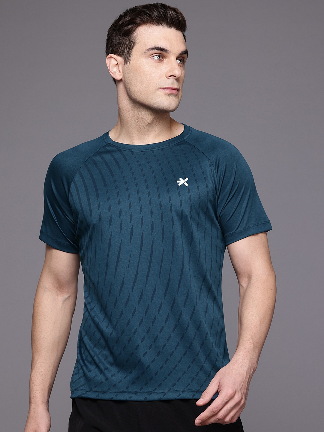 

HRX by Hrithik Roshan Printed Rapid-Dry Training T-shirt, Teal