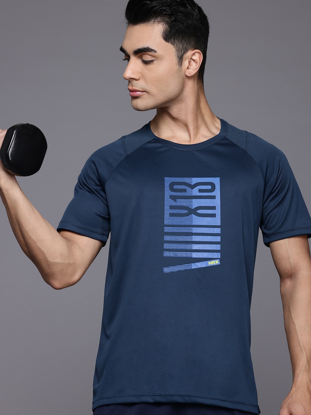 

HRX by Hrithik Roshan Men Typography Printed Rapid-Dry Training T-shirt, Teal