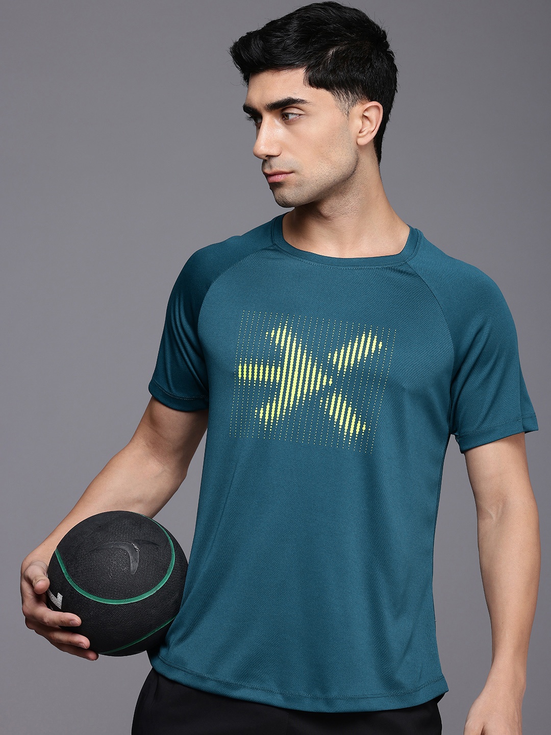 

HRX by Hrithik Roshan Brand Logo Printed Training T-shirt, Teal