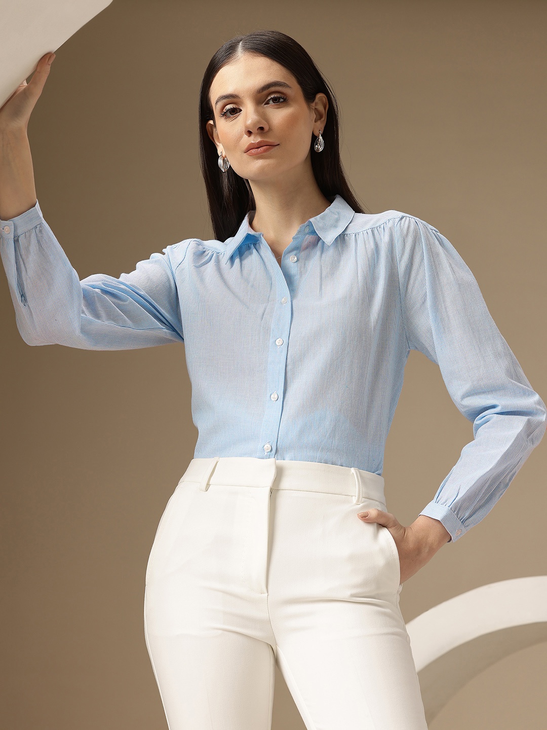

Chemistry Cotton Pinstripes Formal Shirt, Blue
