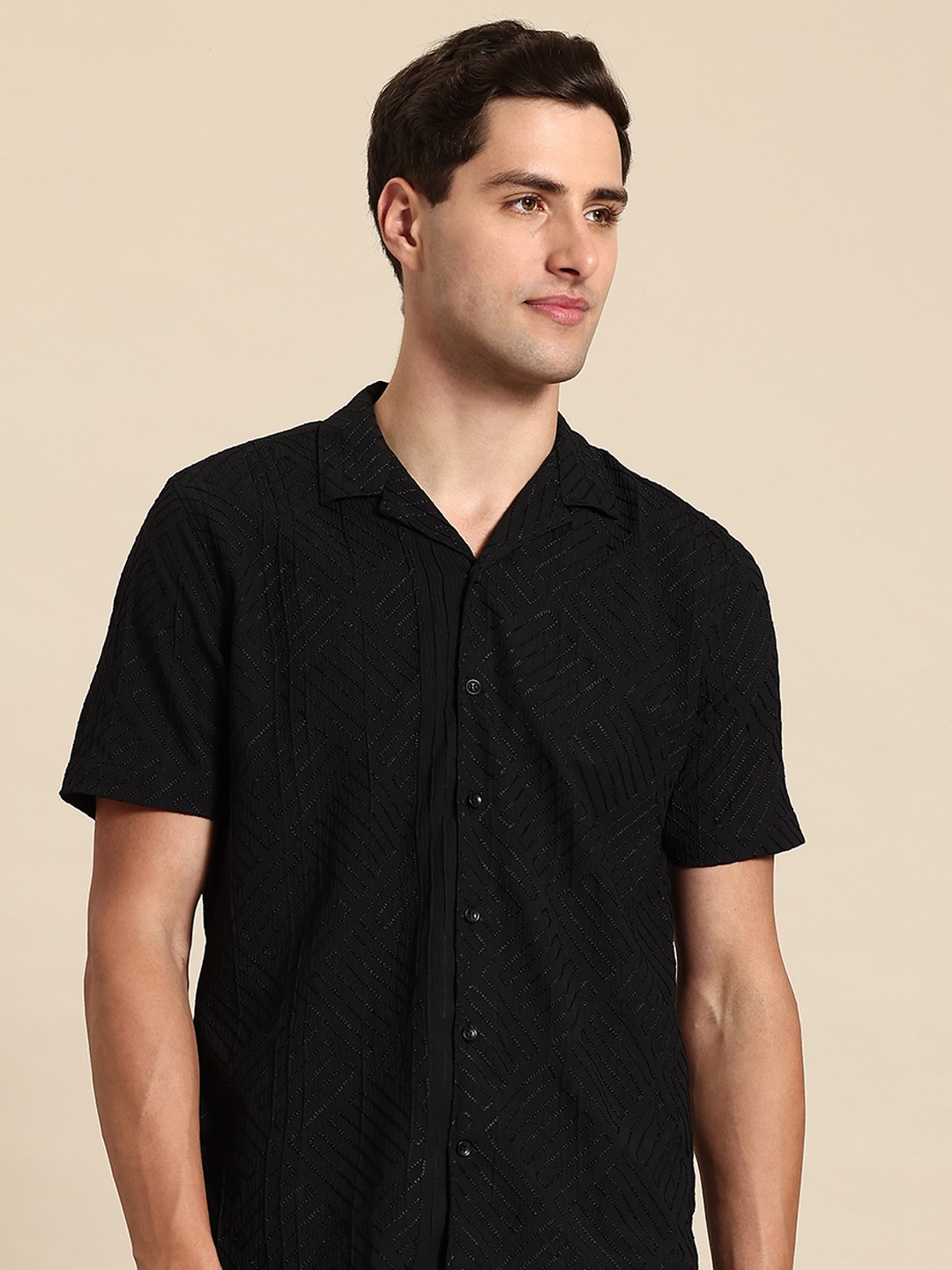 

Mast & Harbour Embroidered Shirt, Black