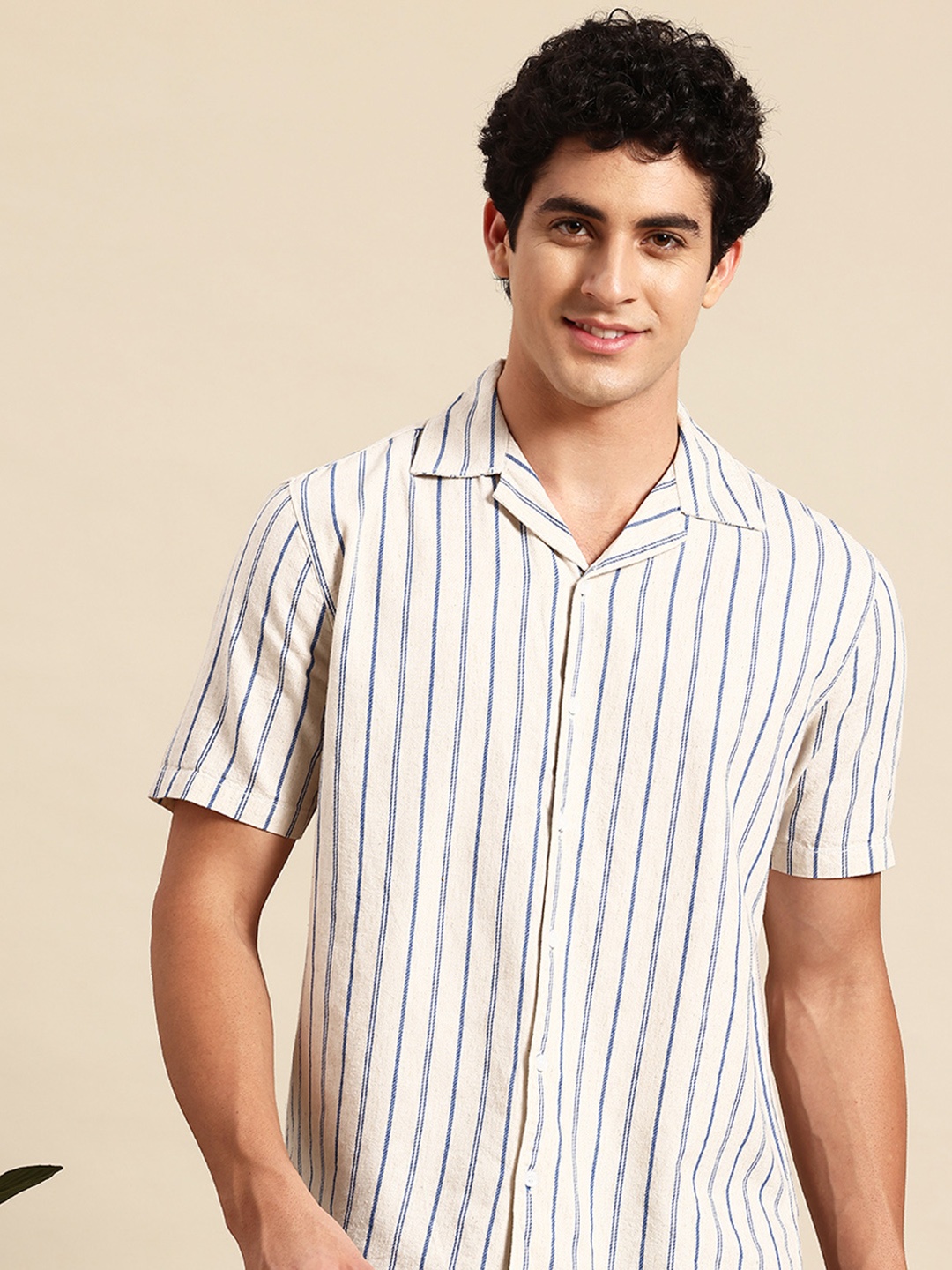 

Mast & Harbour Cotton Striped Casual Shirt, White