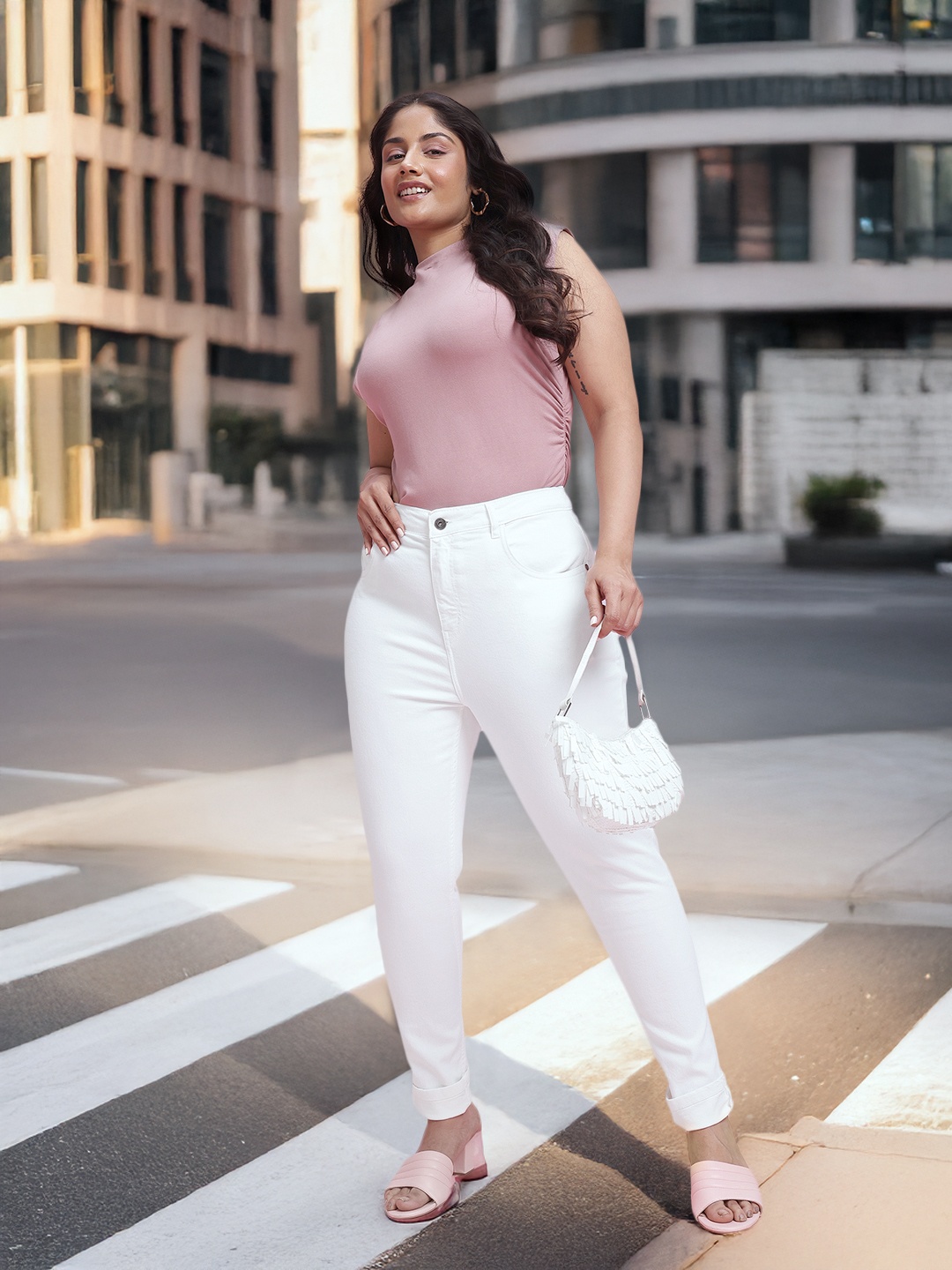 

DressBerry Curve Plus Size Women Skinny Fit Stretchable Jeans, White