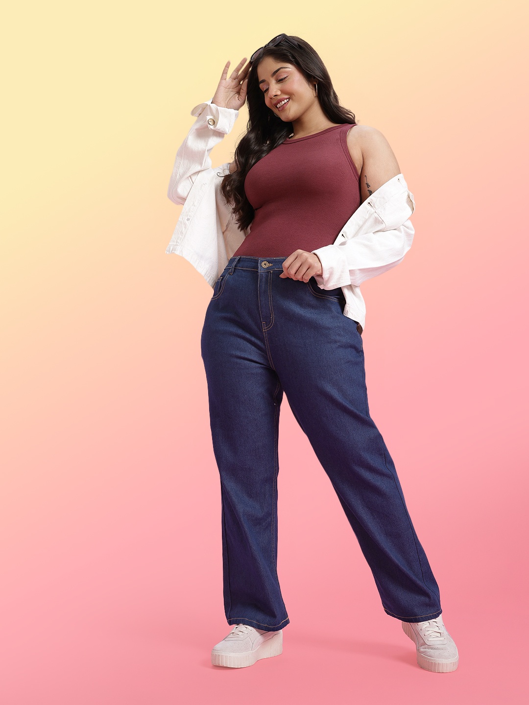 

DressBerry Curve Women Plus Size Straight Fit Jeans, Blue