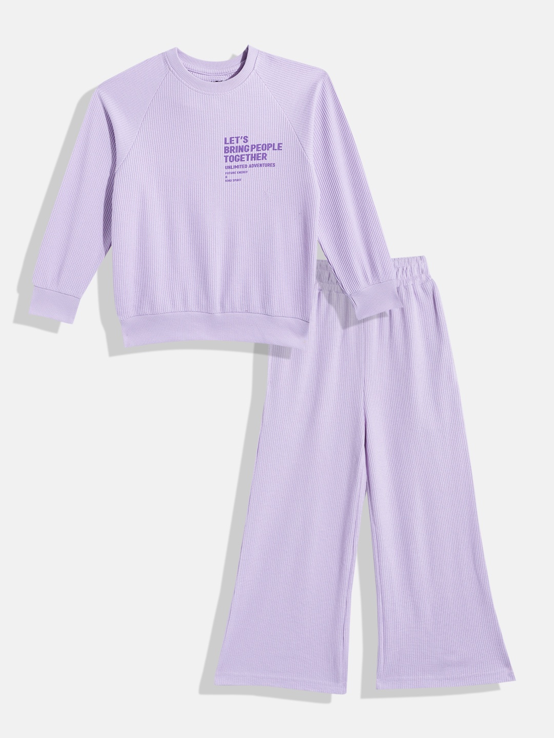 

makemyfab Girls Printed Trousers, Lavender