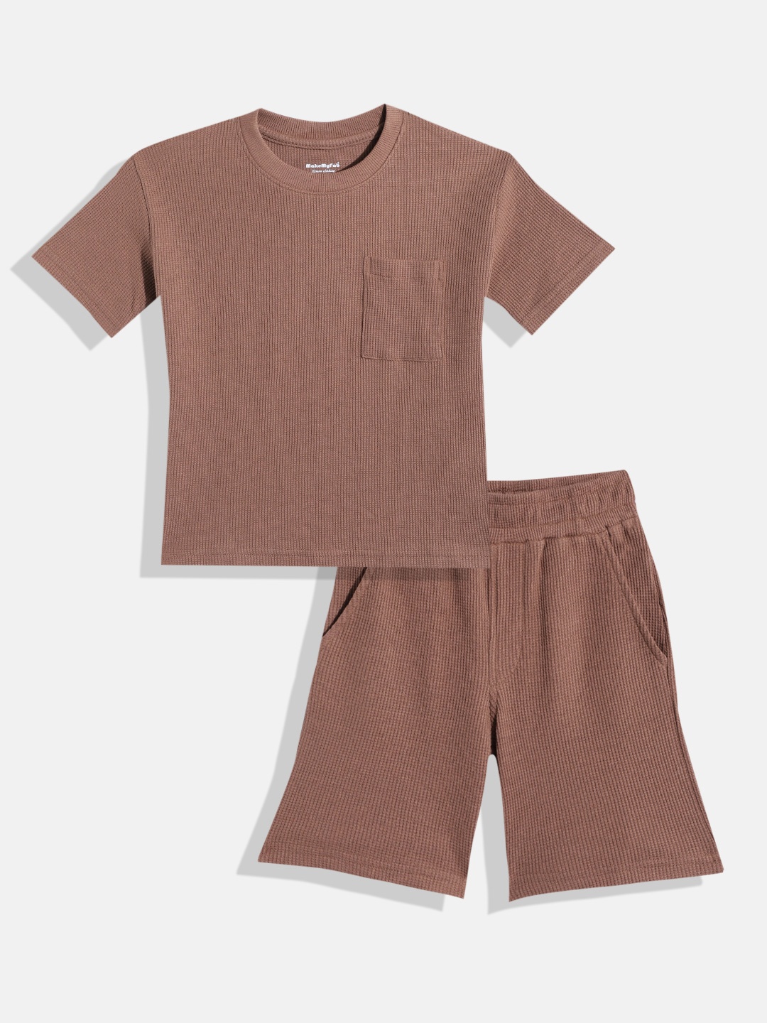 

makemyfab Boys T-shirt with Shorts, Brown