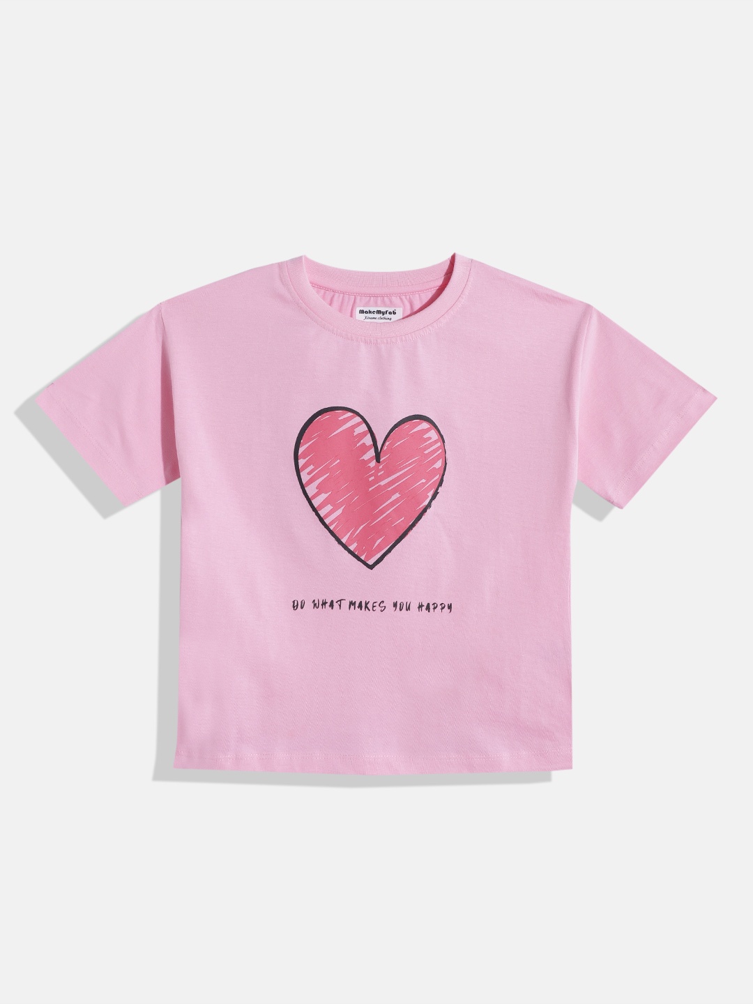 

makemyfab Girls Graphic Printed T-shirt, Pink