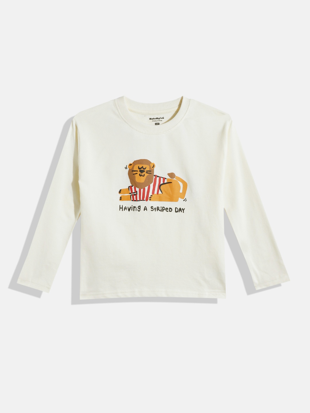 

makemyfab Boys Graphic Printed T-shirt, Cream