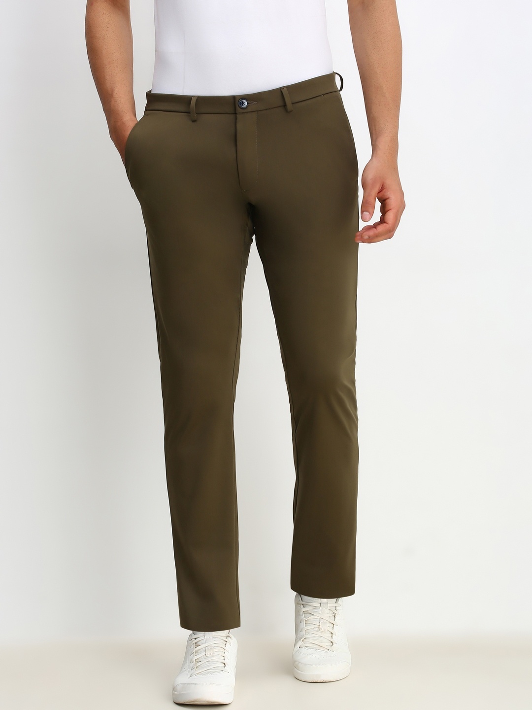 

Allen Solly Men Smart Casual Trousers, Olive