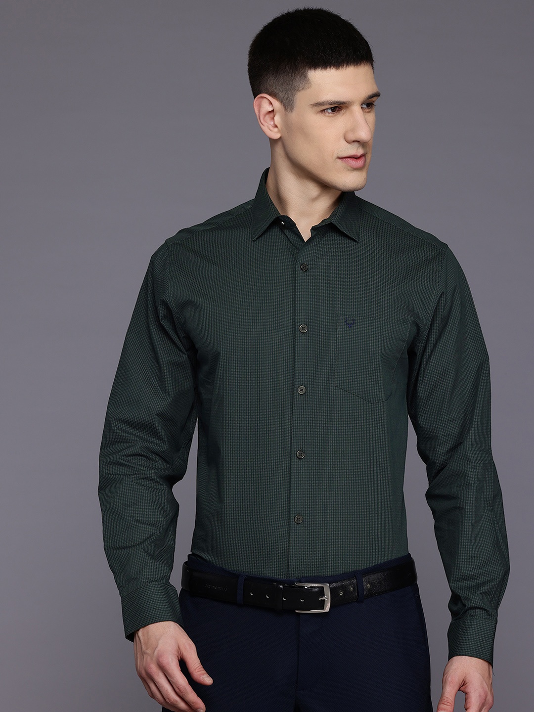 

Allen Solly Pure Cotton Classic Fit Checked Formal Shirt, Green