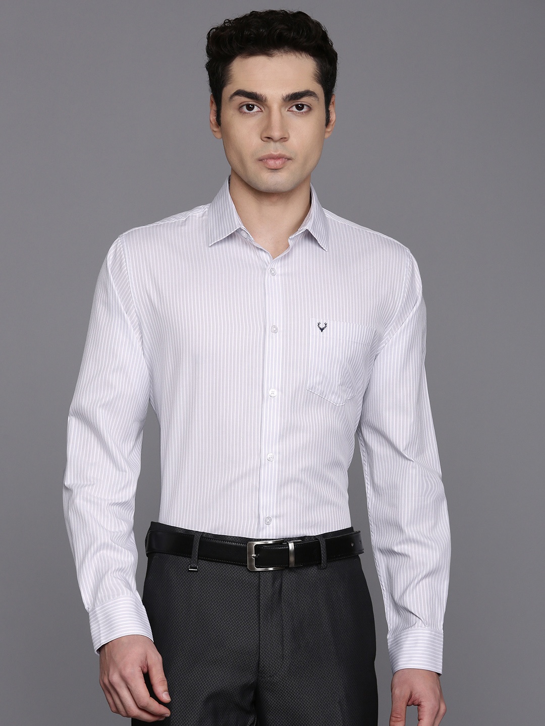

Allen Solly Sport Vertical Stripes Pure Cotton Formal Shirt, Grey