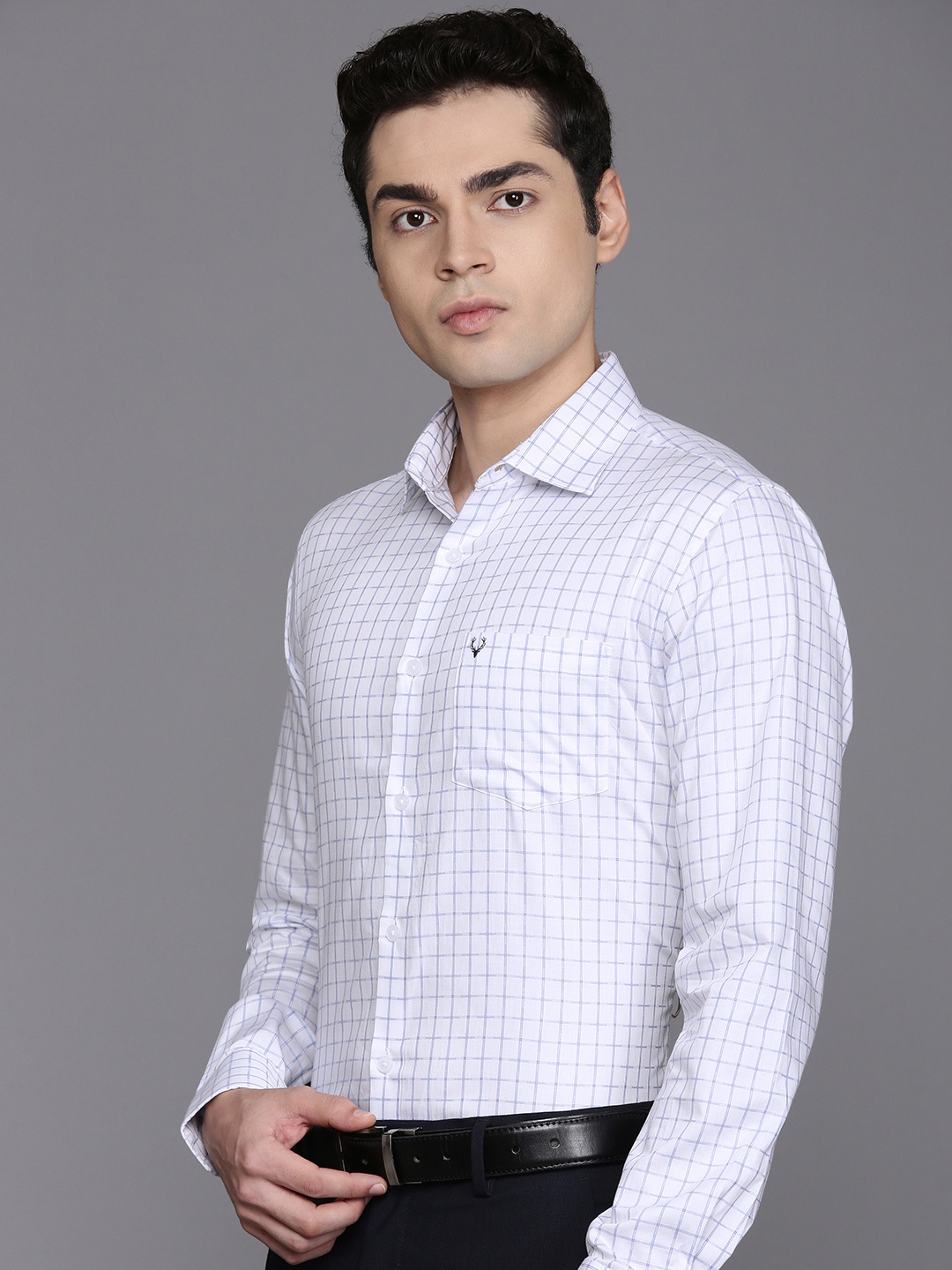 

Allen Solly Classic Pure Cotton Grid Tattersall Checks Formal Shirt, White
