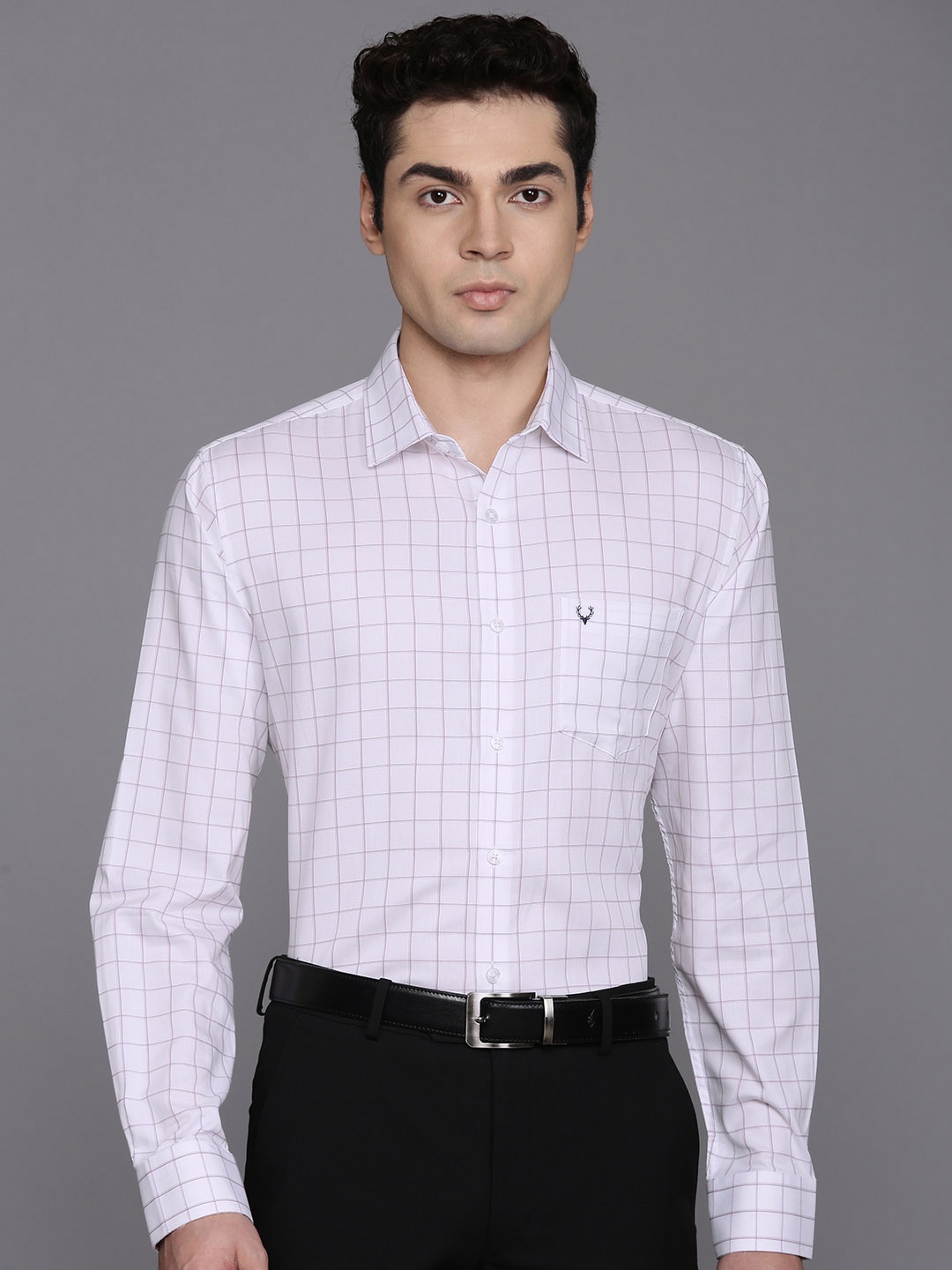 

Allen Solly Classic Pure Cotton Grid Tattersall Checks Formal Shirt, White