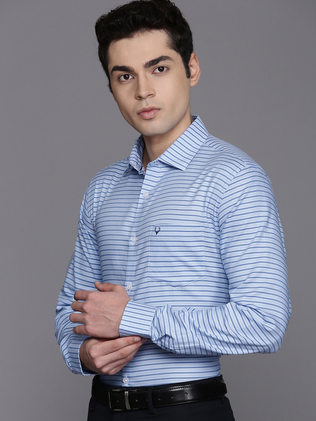 

Allen Solly Sport Fit Horizontal Striped Formal Shirt, Blue