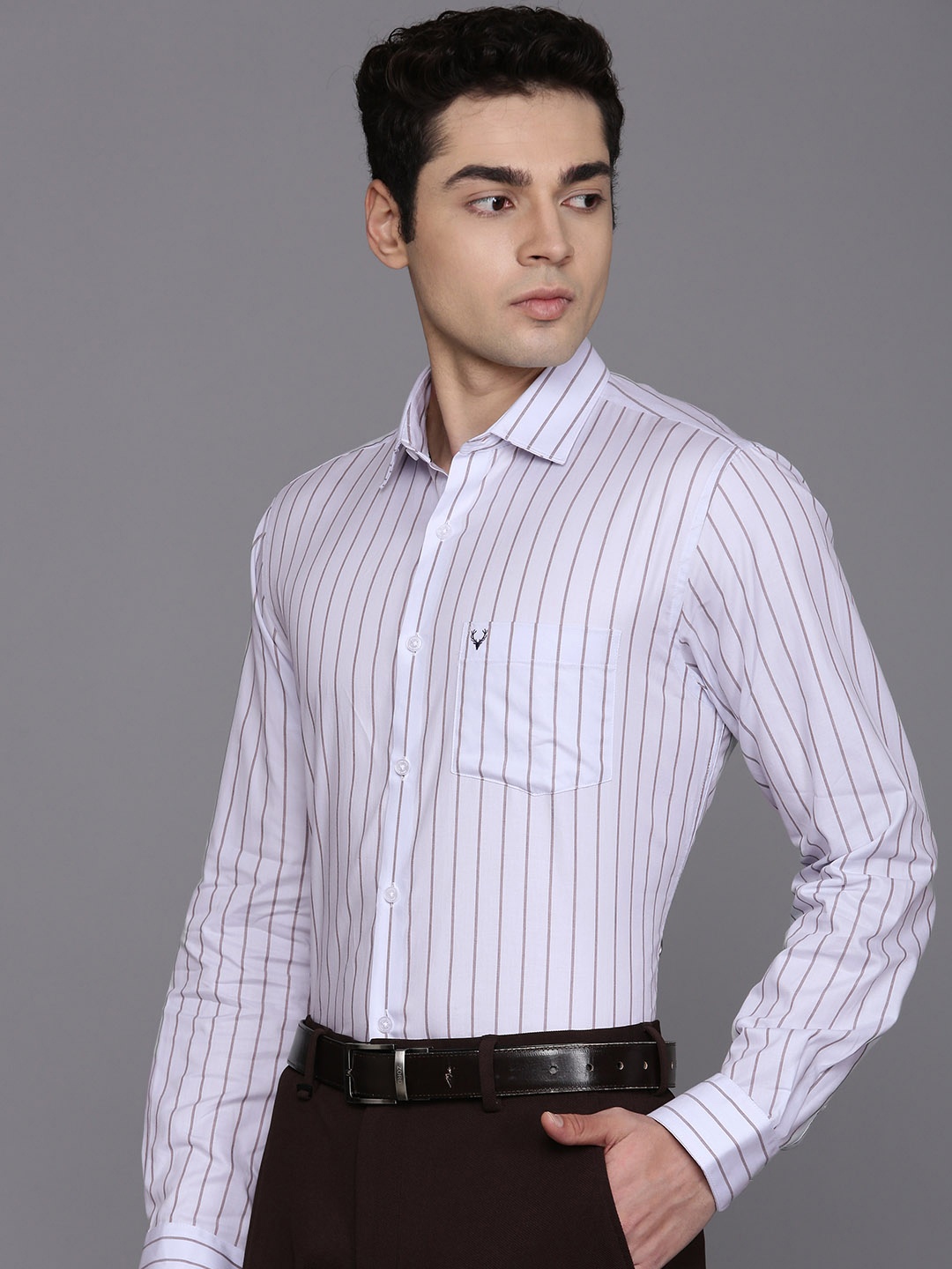 

Allen Solly Classic Pure Cotton Striped Formal Shirt, Blue