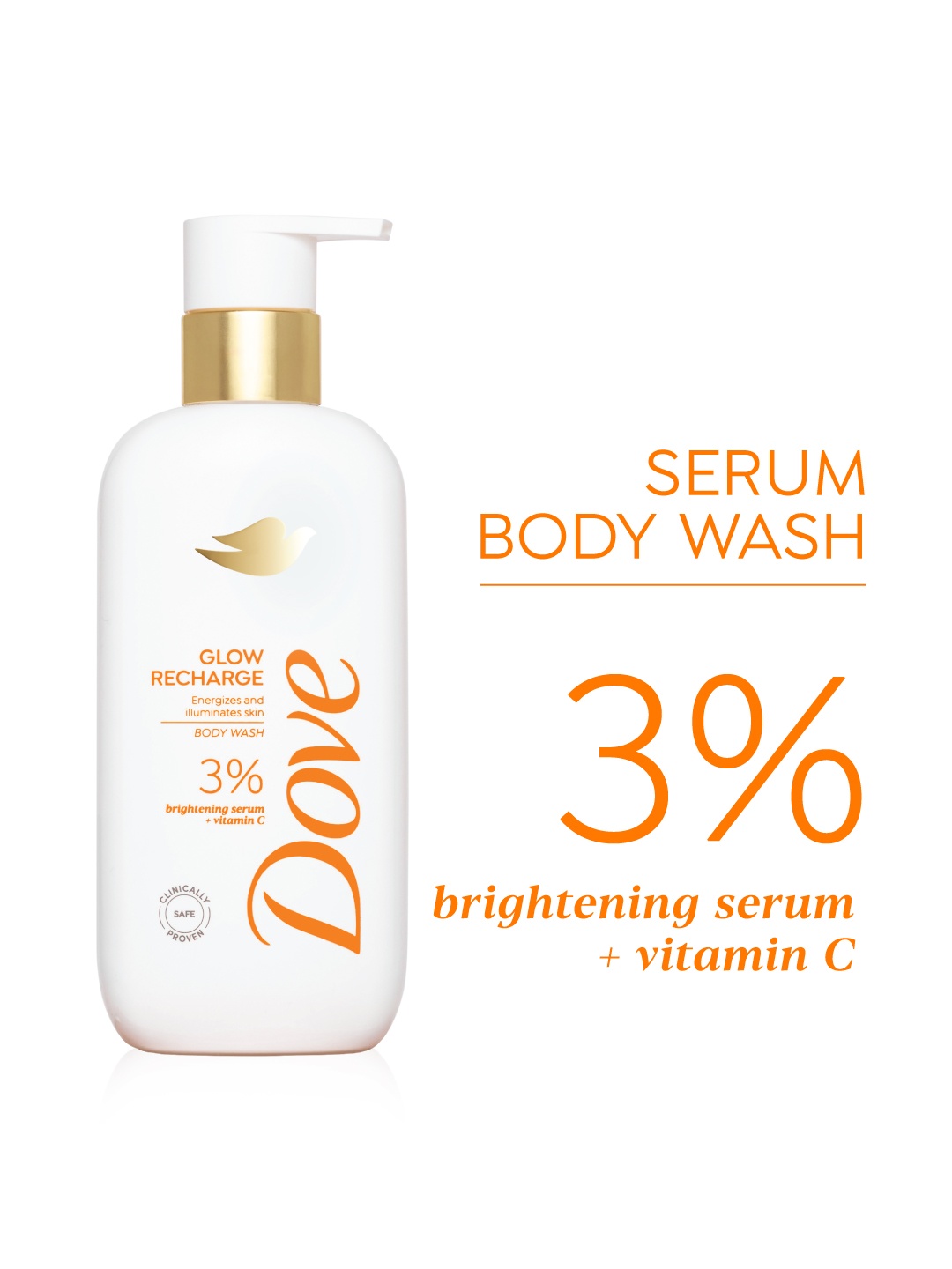 

Dove 3% Brightening Serum + Vitamin C Glow Recharge Serum Body Wash - 300 ml, White