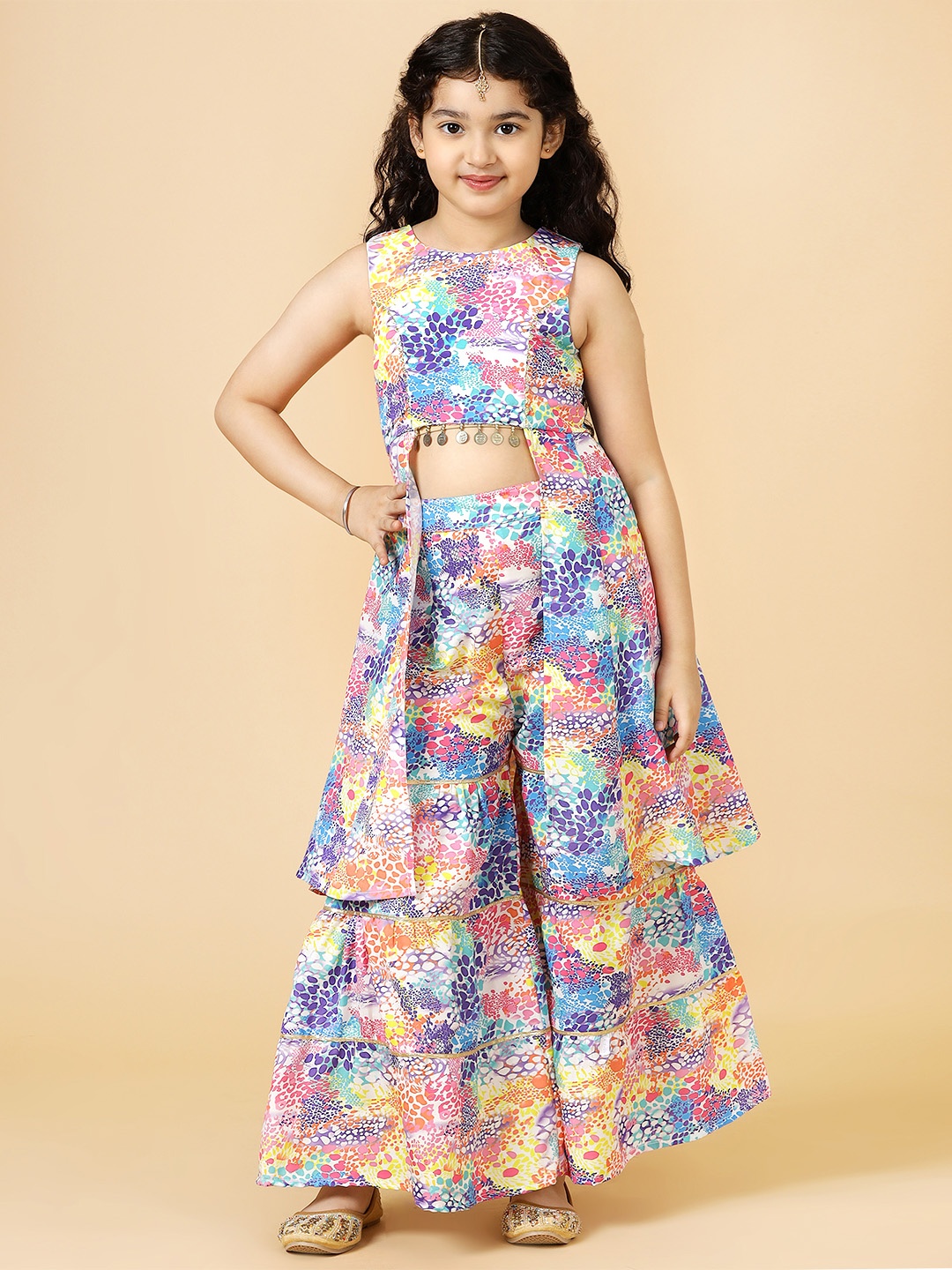 

A.T.U.N. Girls Printed Tier Sharara Set, White