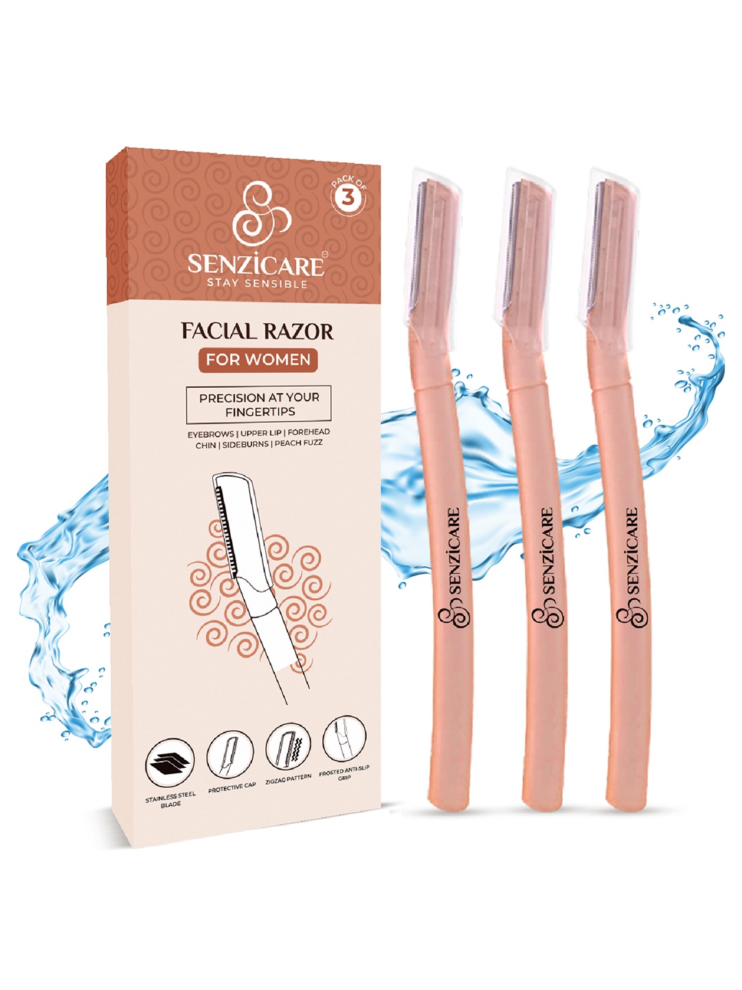

Senzicare Women Pack Of 3 Reusable Instant & Painless Hair Removal Razor, Pink