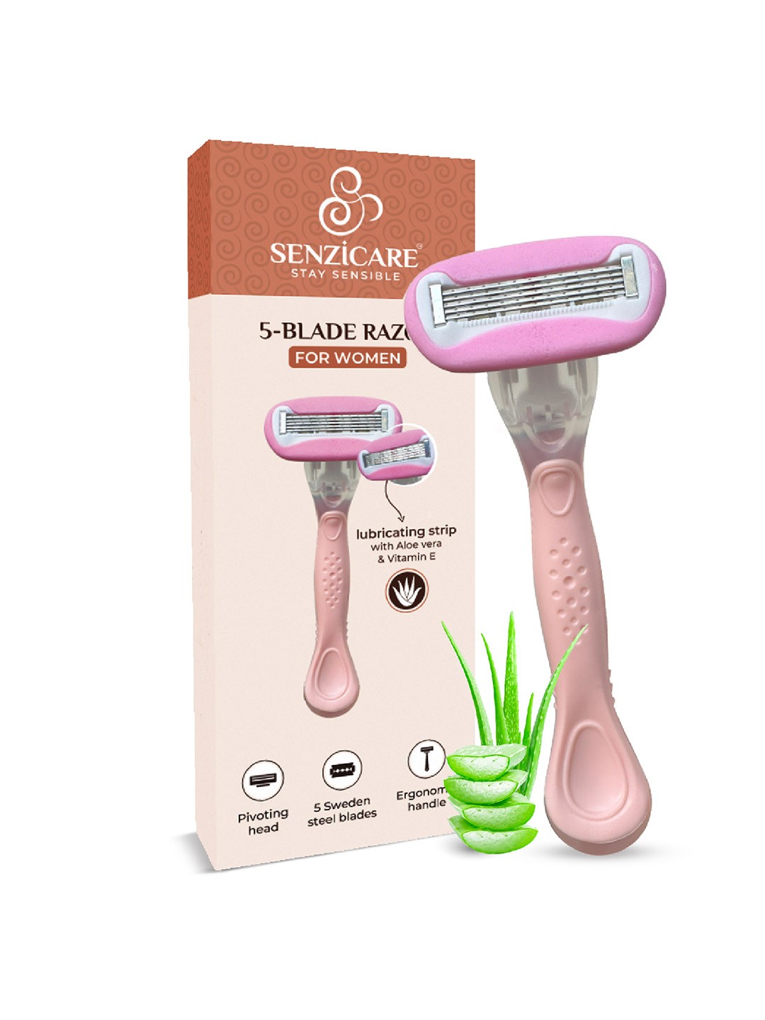 

Senzicare Women Stay Sensible 5-Blade Body Razor, Pink