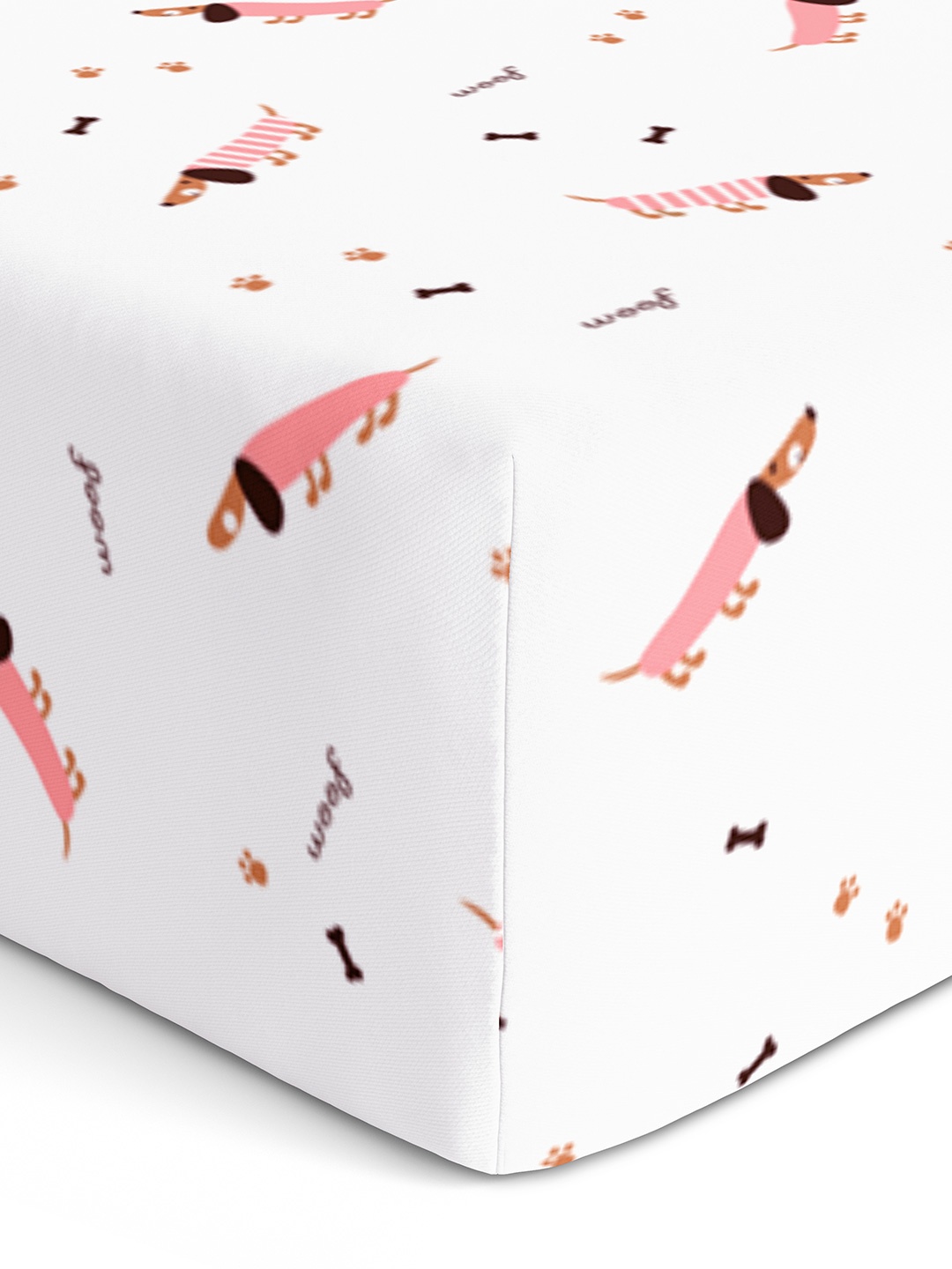 

The White Cradle Pink & White Cartoon Characters Printed Cotton Fitted 120 TC Crib Sheets