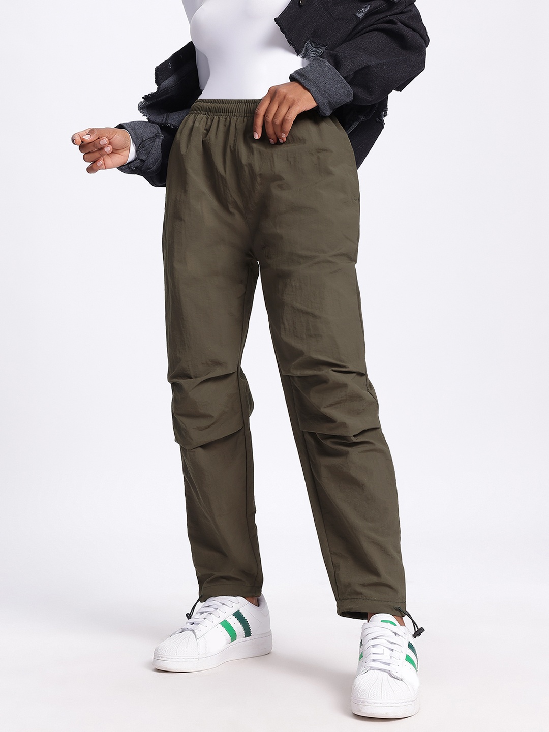 

DressBerry Women Urban Flex Toggled Hem Track Pants, Olive
