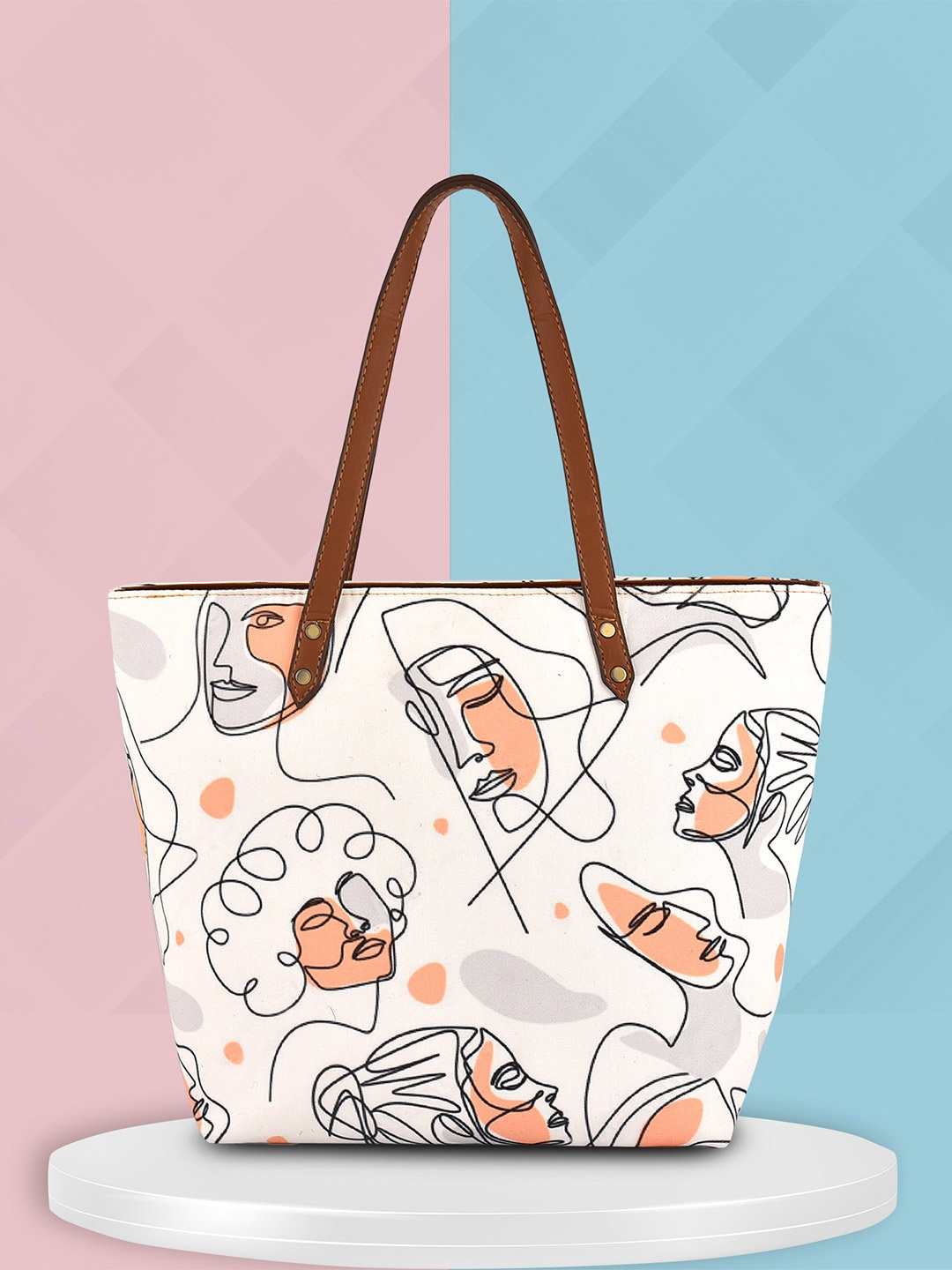 

DressBerry Printed Shopper Shoulder Bag with Applique, White