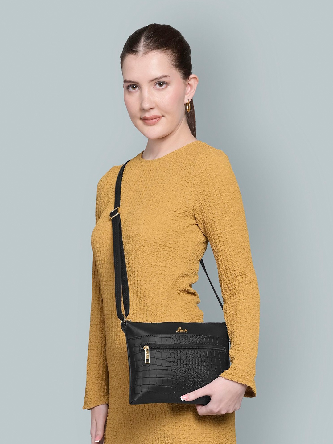 

Lavie Textured Structured Sling Bag, Black