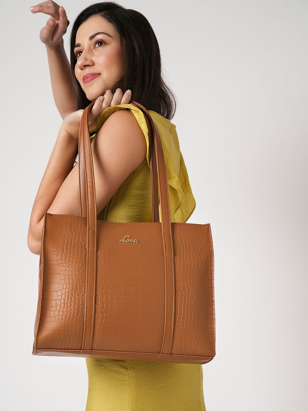 

Lavie Textured Shopper Satchel with Quilted, Tan