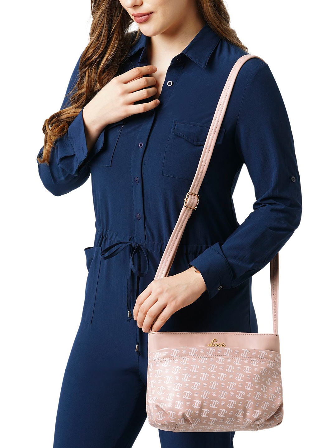 

Lavie Textured Bucket Sling Bag with Quilted, Pink