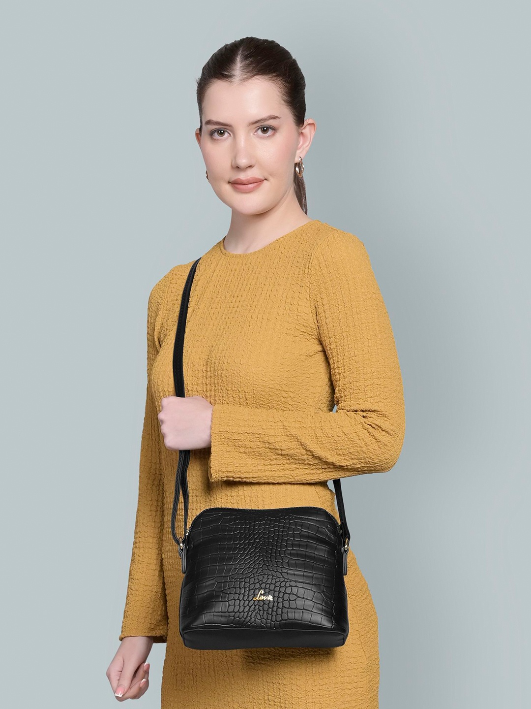 

Lavie Textured Bowling Sling Bag, Black