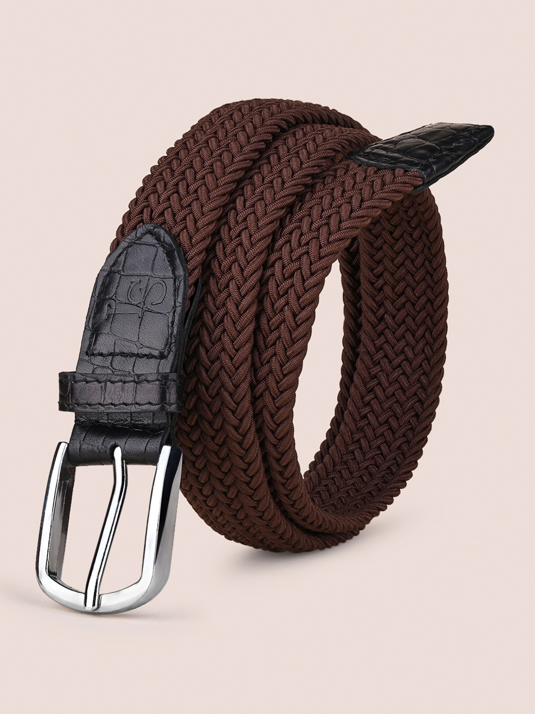 

LOUIS STITCH Men Premium Braided Casual Belt, Brown