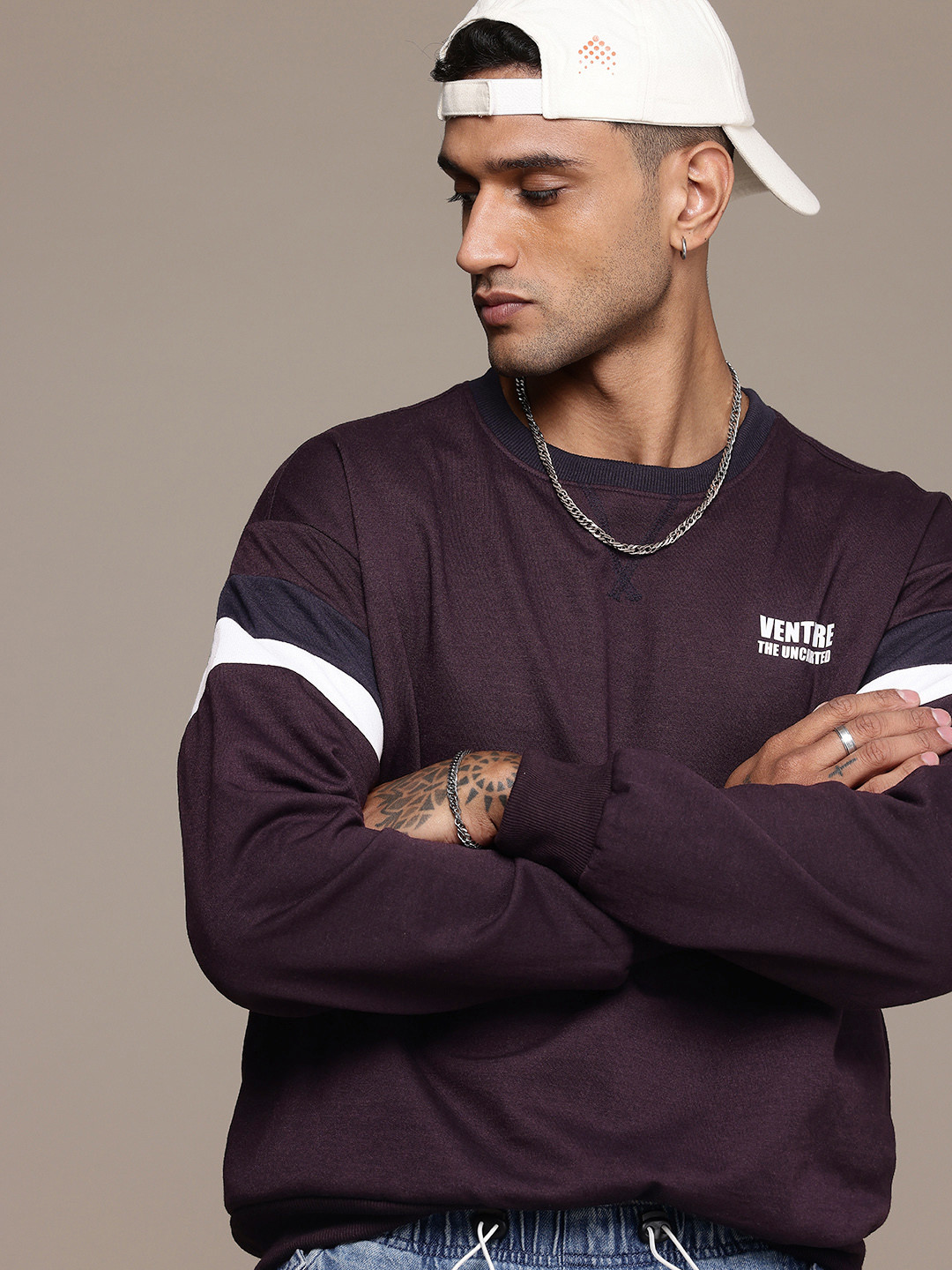 

The Roadster Life Co. Typography Printed Relaxed Fit Pullover Sweatshirt, Purple
