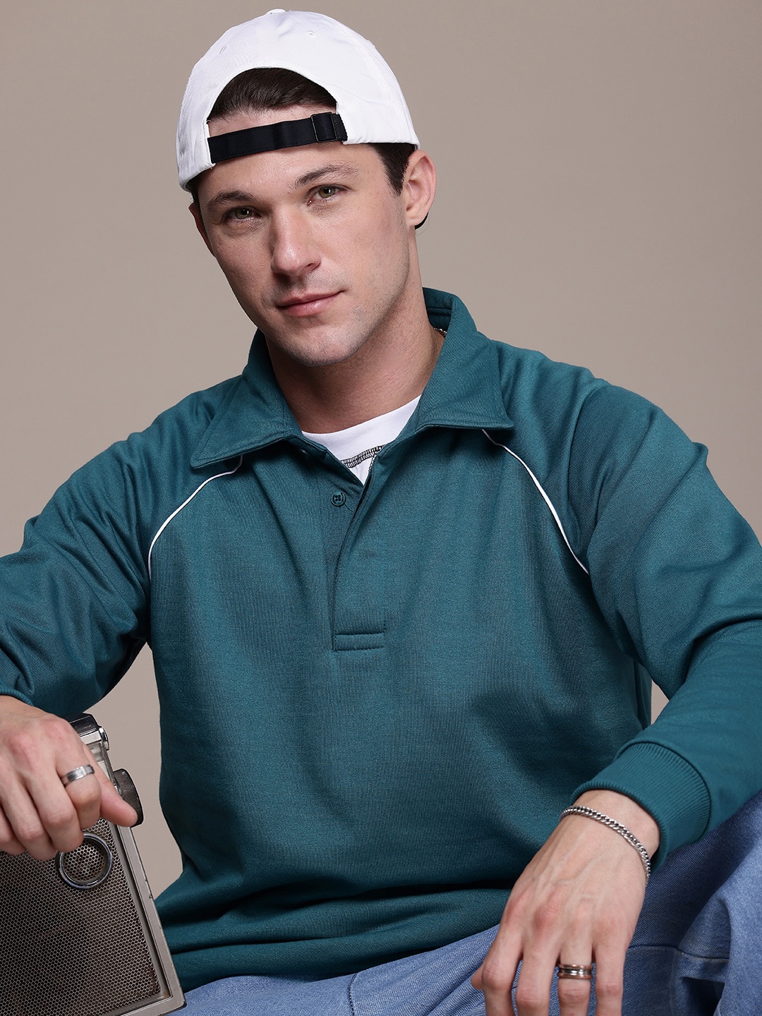 

The Roadster Life Co. Mock Collar Sweatshirt, Teal