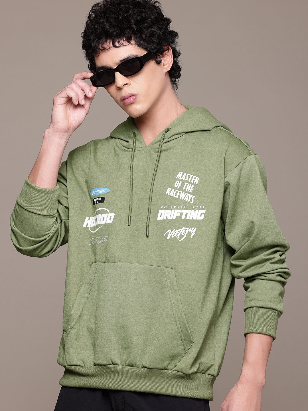 

The Roadster Lifestyle Co. Typography Print Hooded Sweatshirt, Green