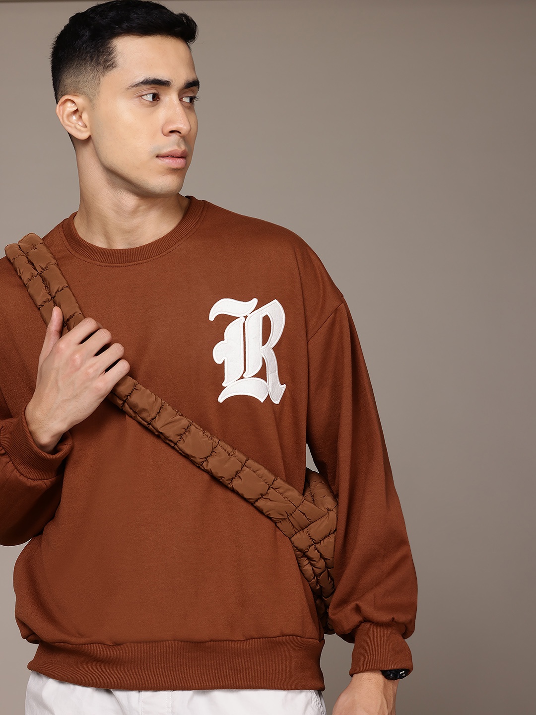 

The Roadster Lifestyle Co. Oversized Drop-Shoulder Sweatshirt, Brown