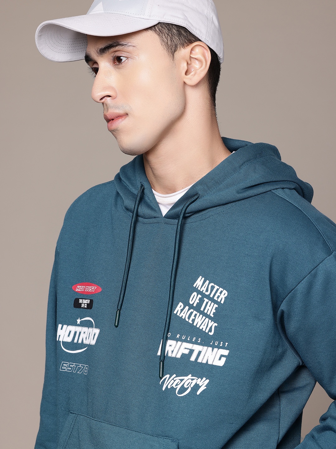 

The Roadster Lifestyle Co. Typography Print Hooded Sweatshirt, Teal
