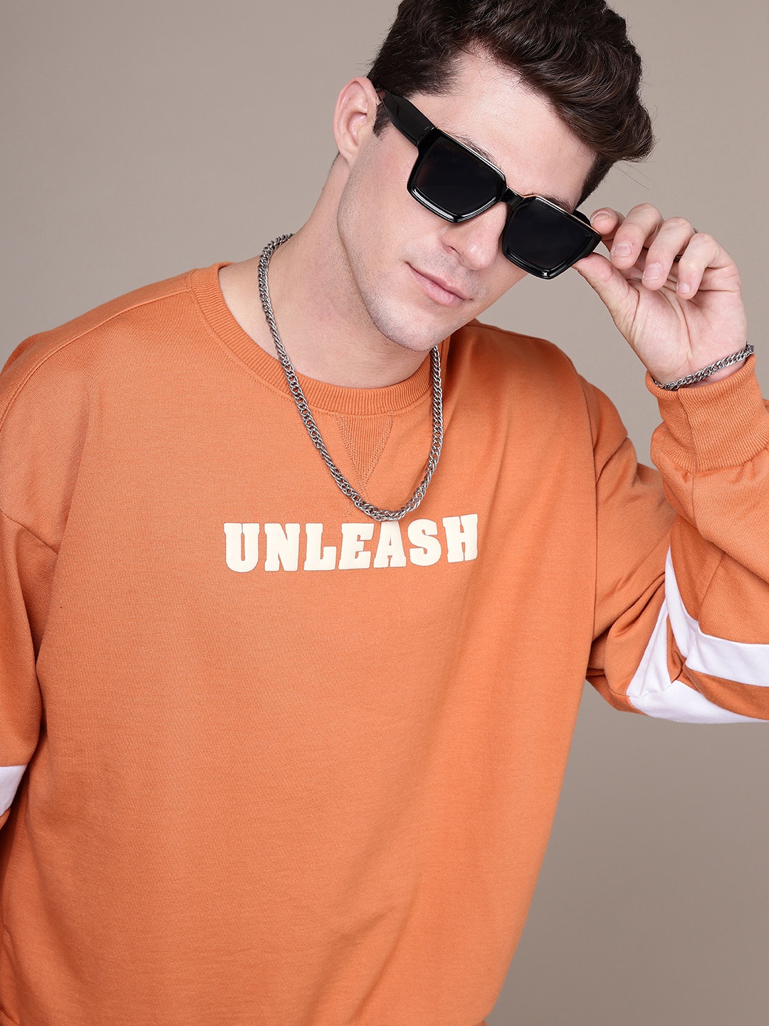 

The Roadster Life Co. Typography Printed Relaxed Fit Sweatshirt, Orange