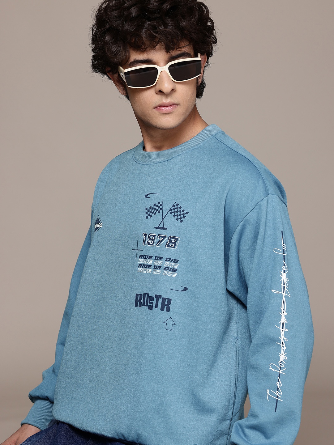 

The Roadster Life Co. Typography Printed Relaxed Fit Sweatshirt, Blue