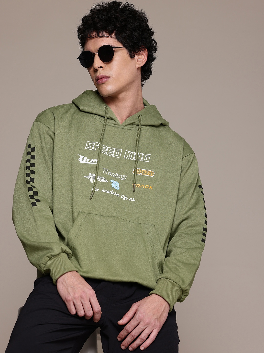 

The Roadster Lifestyle Co. Typography Print Hooded Sweatshirt, Green