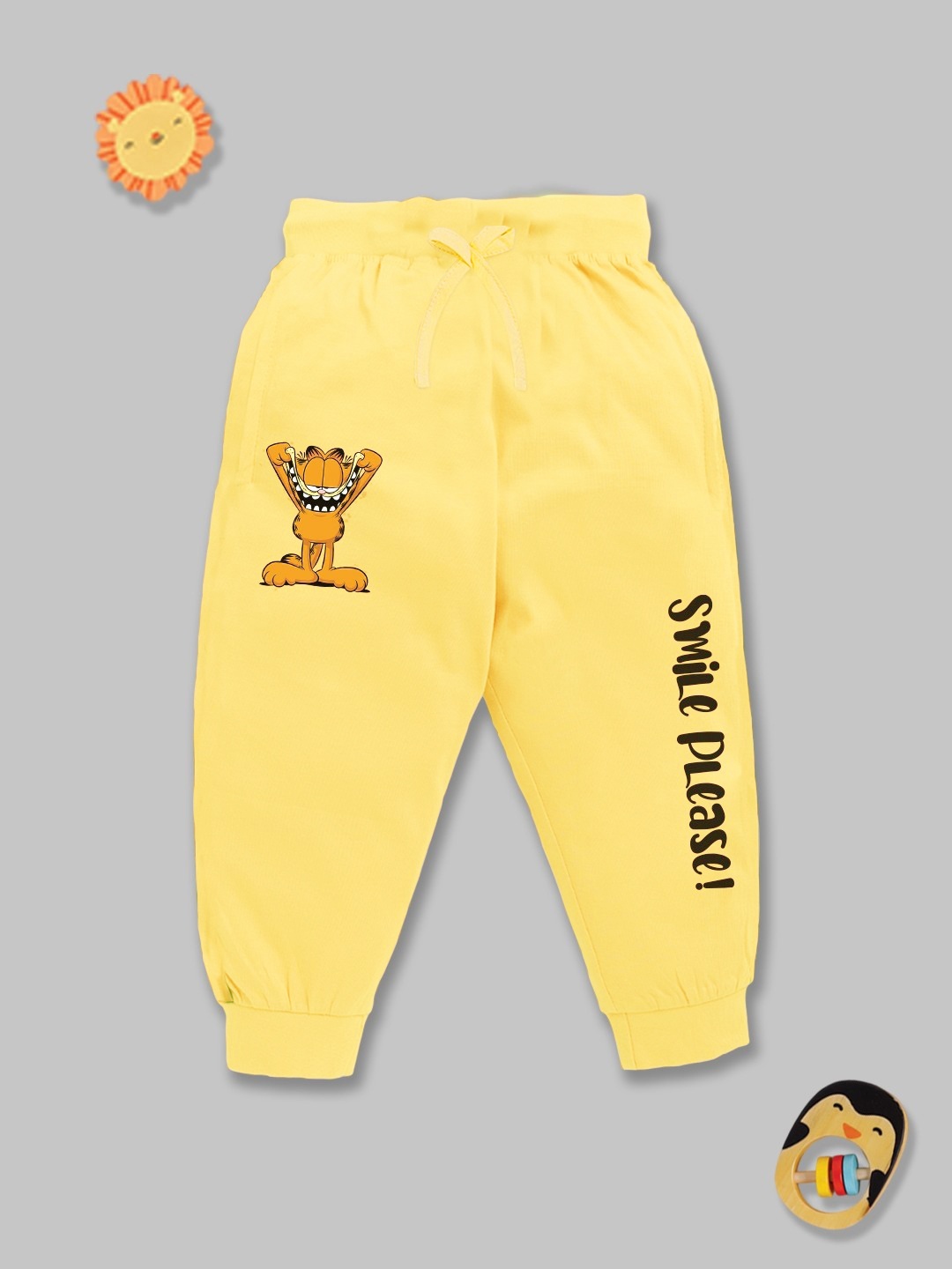 

YK X Minute Mirth Boys Printed Pure Cotton Joggers, Yellow