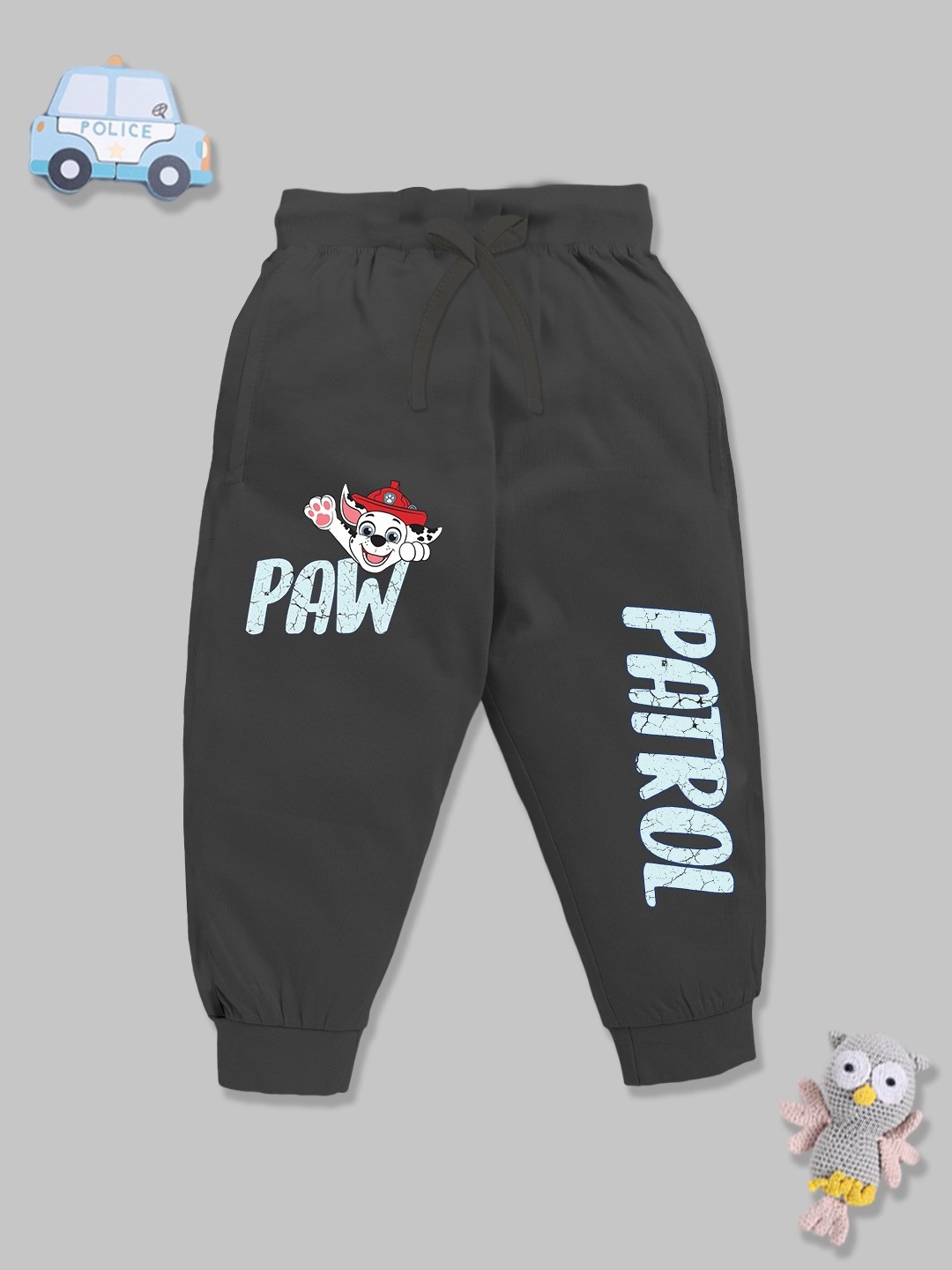 

YK X Minute Mirth Boys Paw Patrol Printed Pure Cotton Joggers, Grey