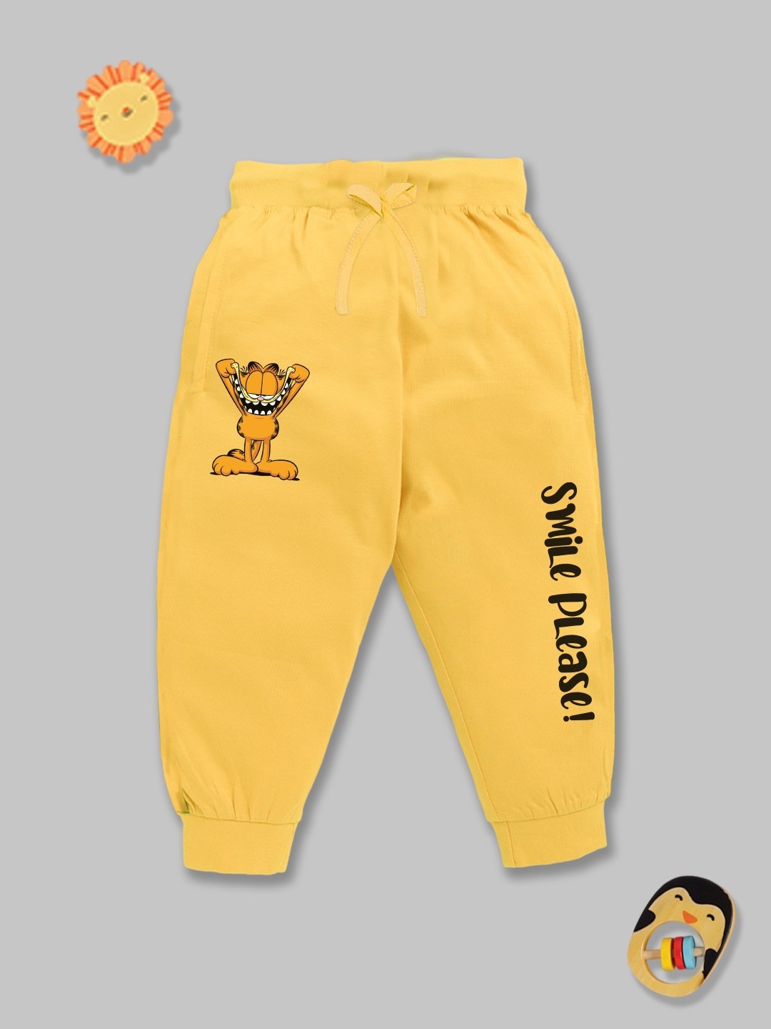 

YK X Minute Mirth Boys Garfield Printed Pure Cotton Joggers, Yellow