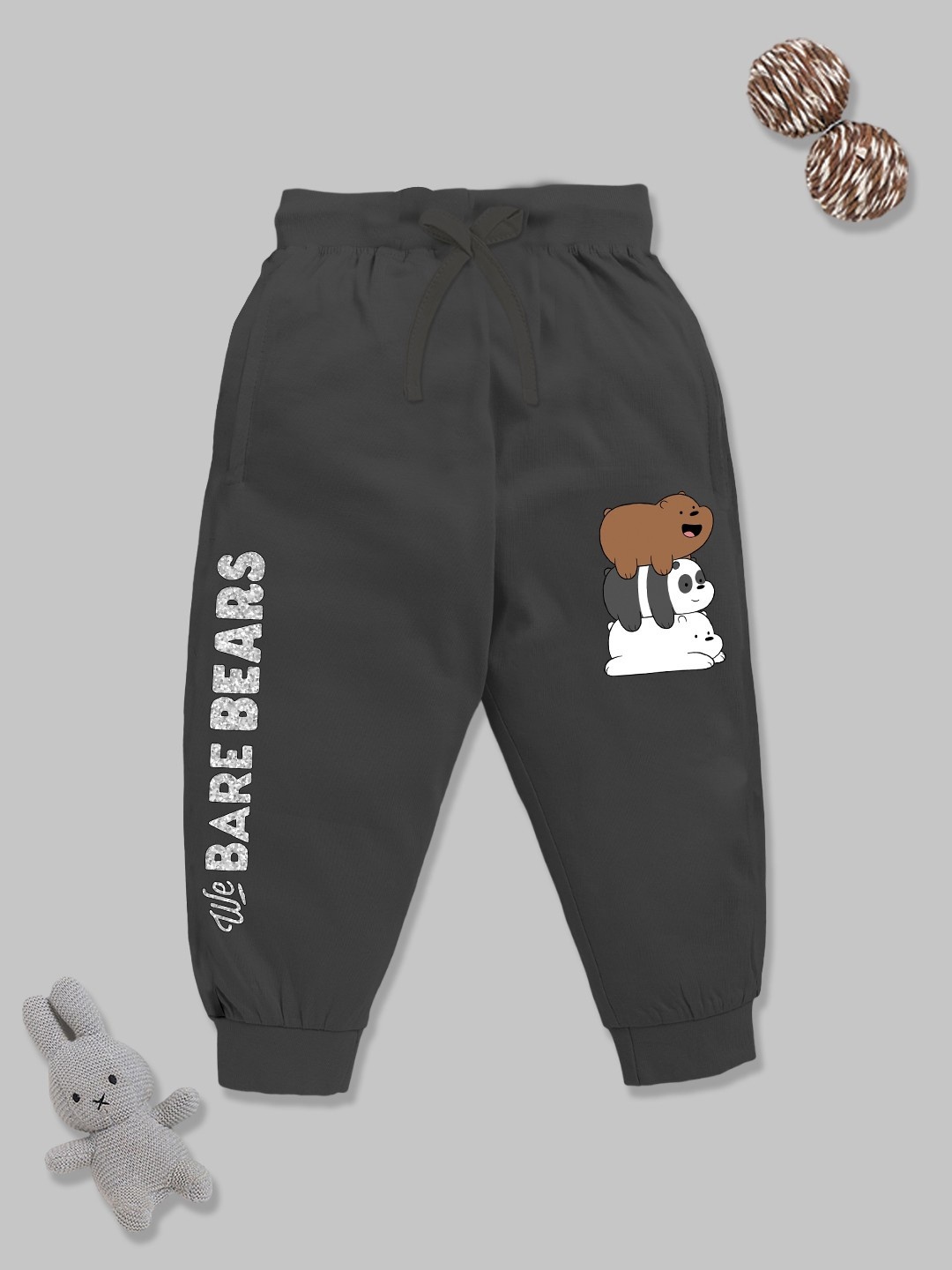 

YK X Minute Mirth Boys We Bare Bears Printed Pure Cotton Joggers, Grey