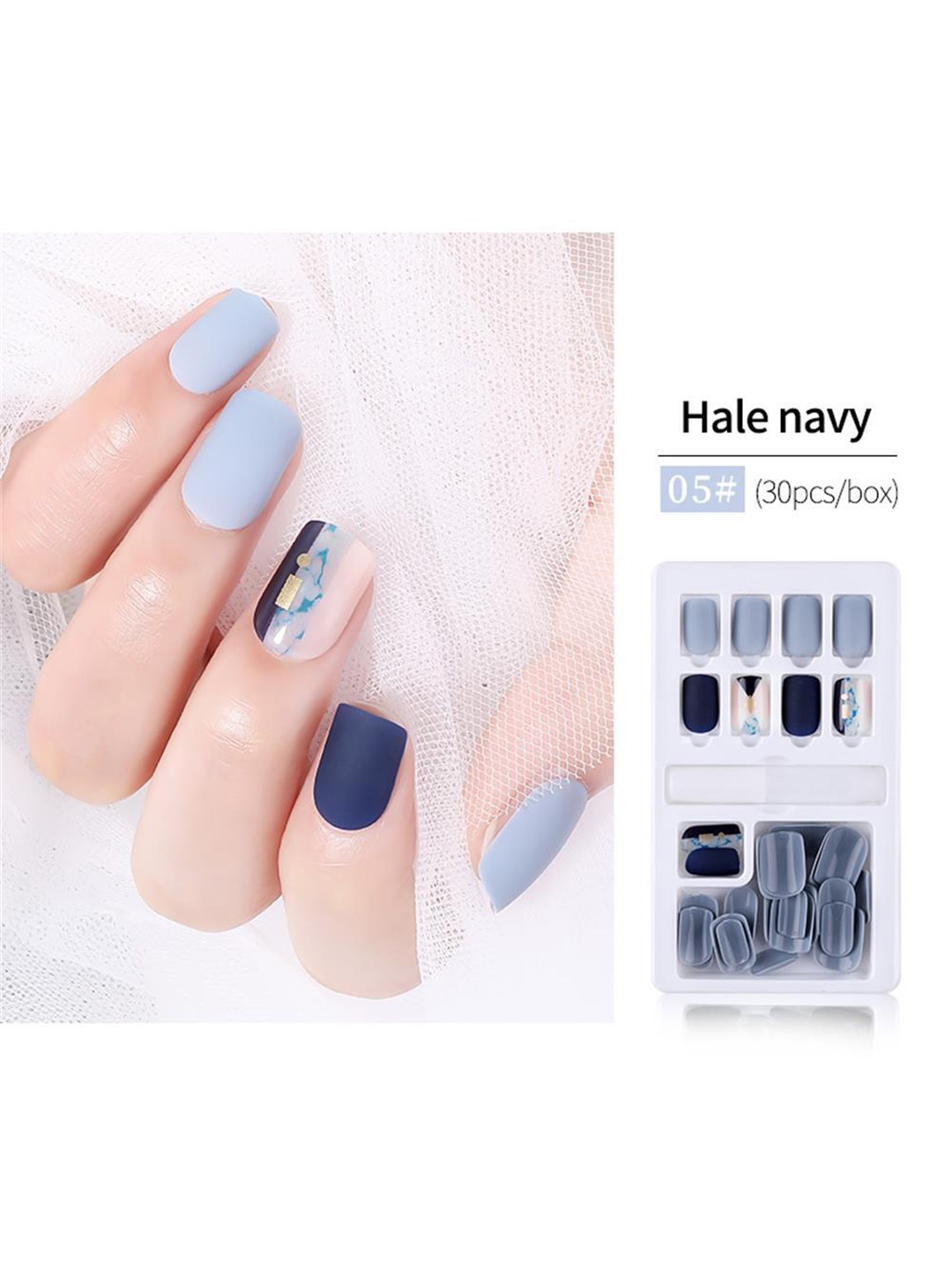 

Coslifestore Set Of 30 Press On Gel Nails - Hale Navy, Blue
